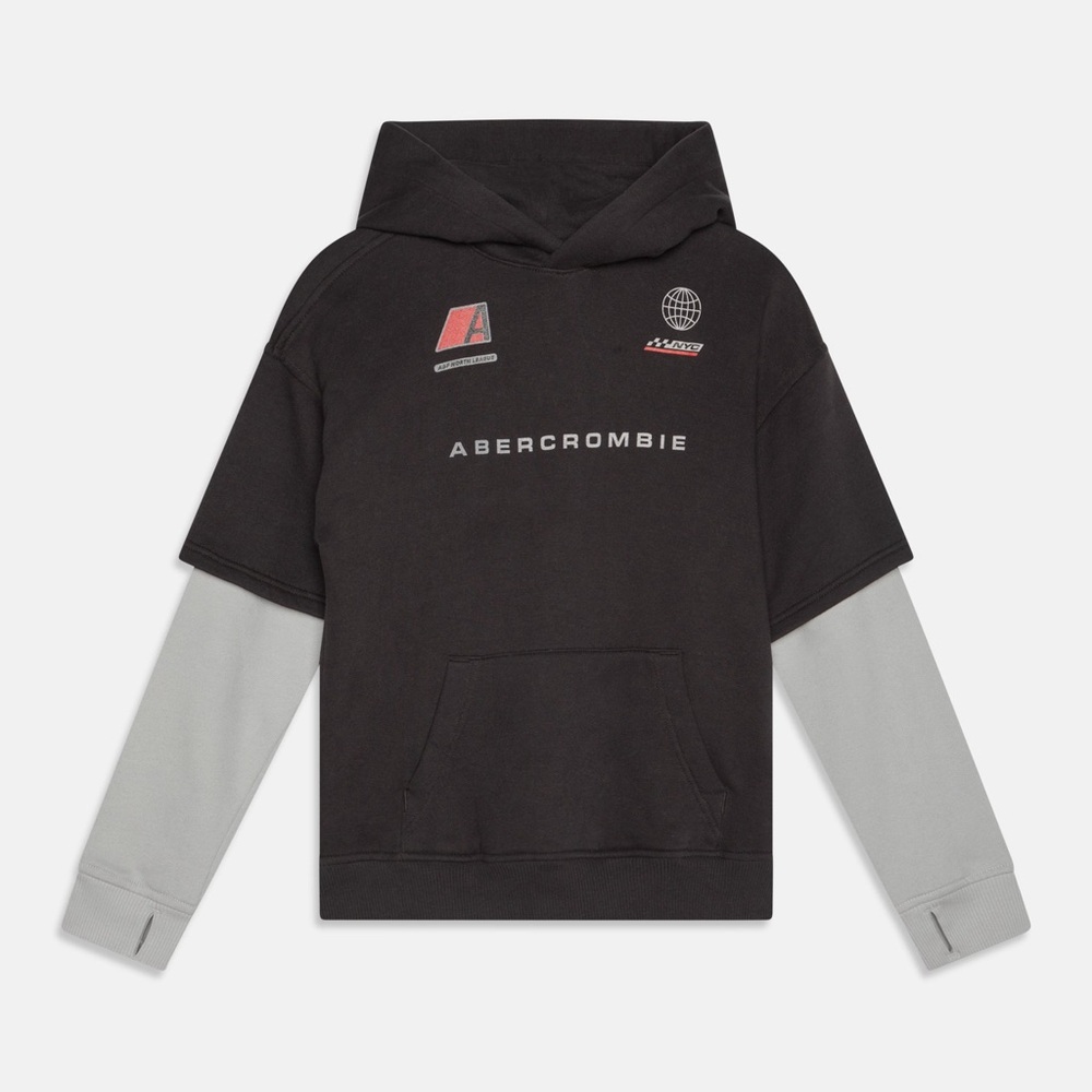 Sz 13/14 Abercrombie & Fitch Black Tee with Red and White Details hoodie new